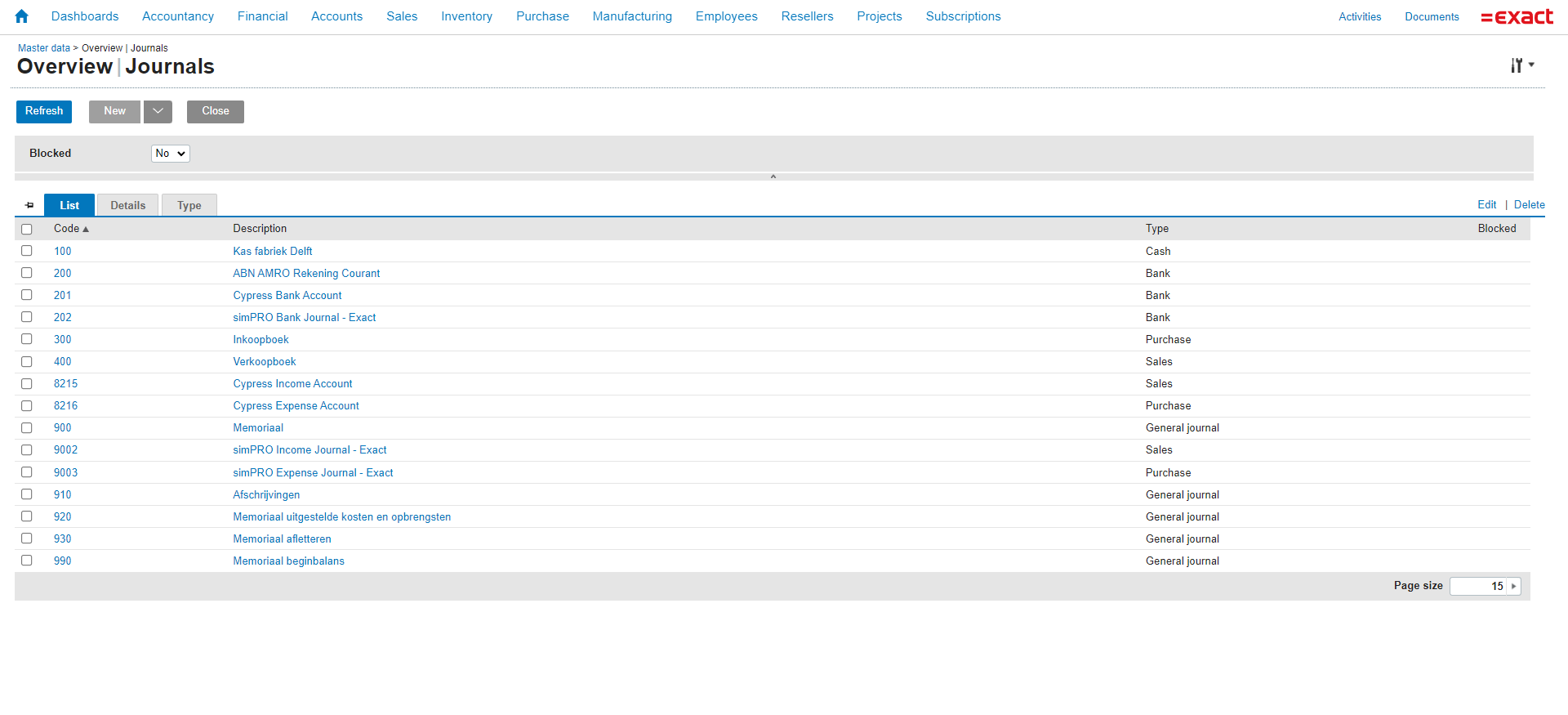 A screenshot of Exact.