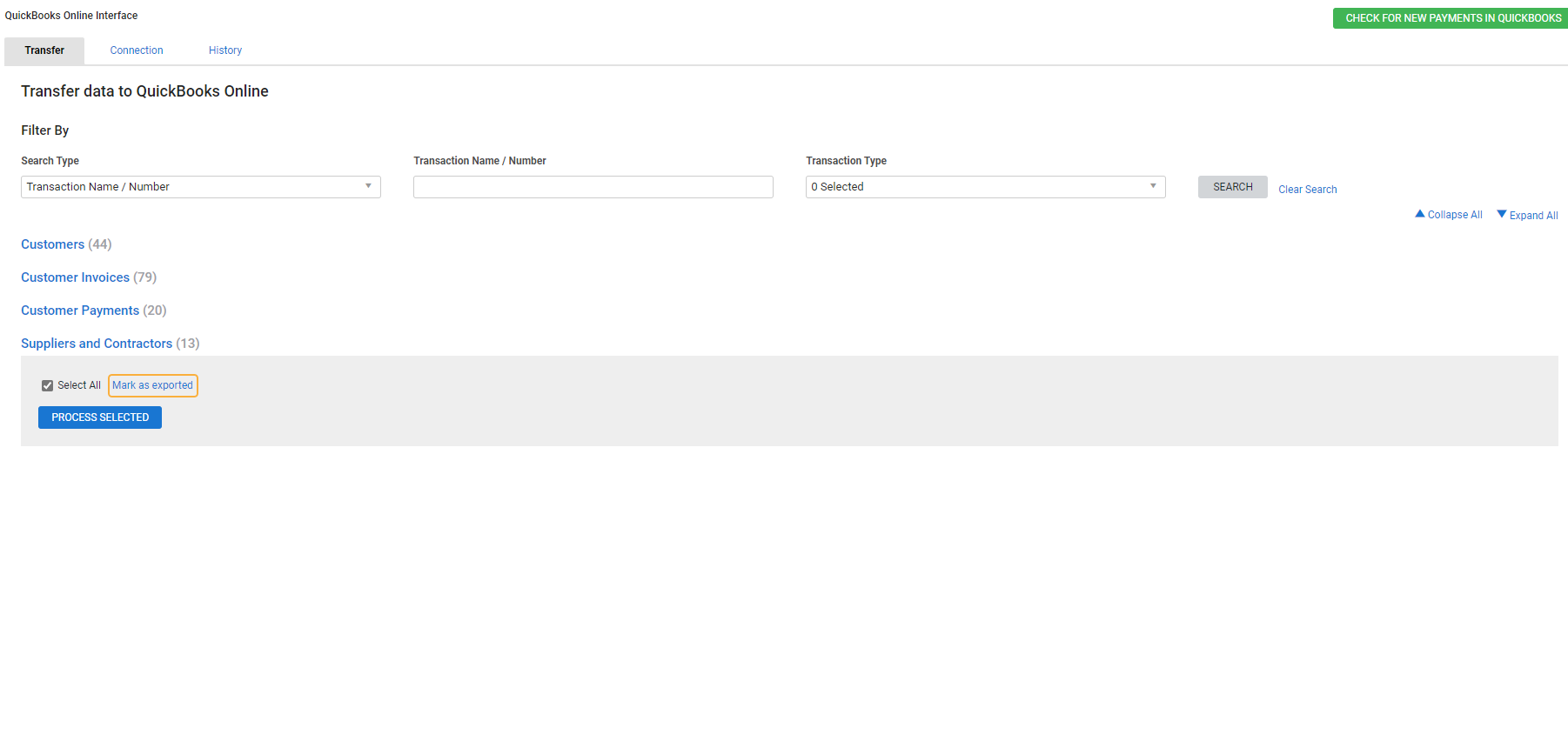 A screenshot of the Mark as exported option.
