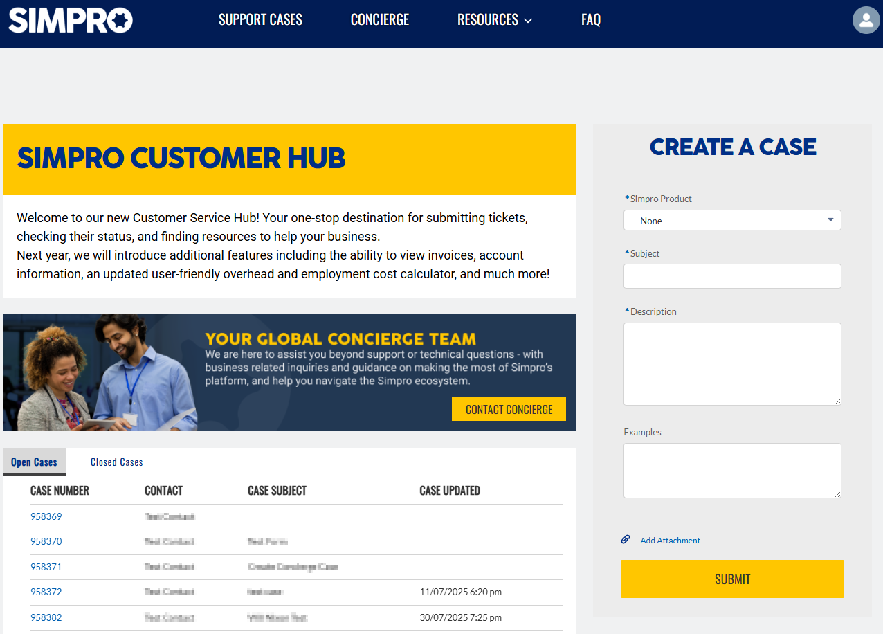 A screenshot of the Helpdesk page.