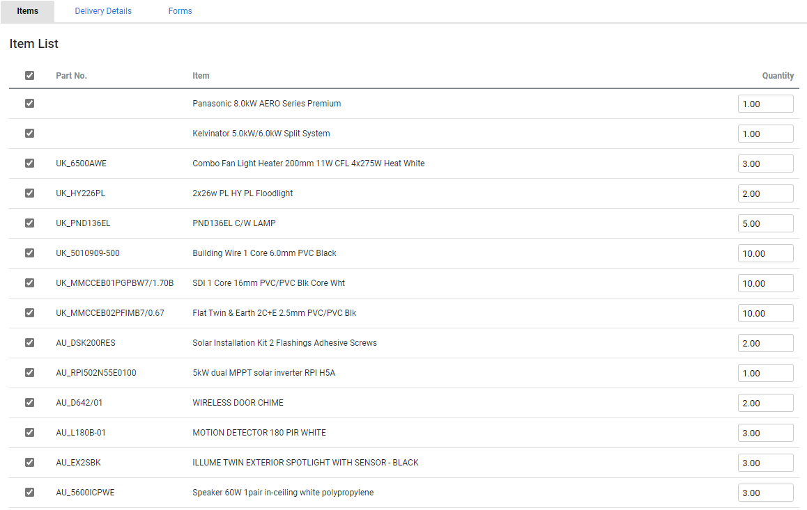 A screenshot of the delivery docket details tab that appears when you select the form.
