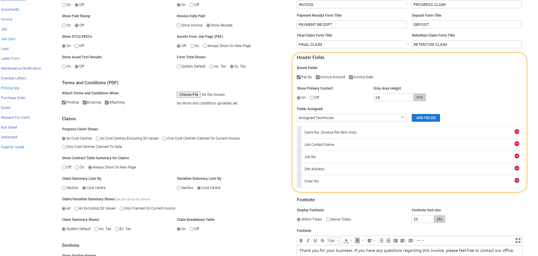 A screenshot of an invoice PDF form titled 'Invoice No. 625'.