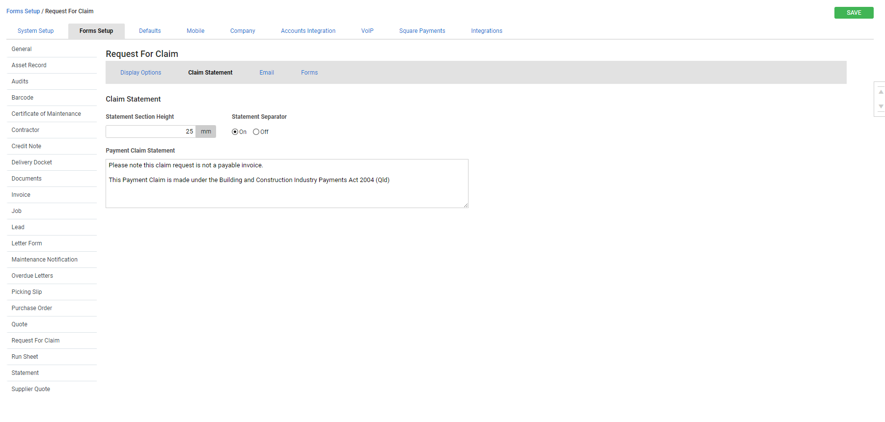 A screenshot of the claim statement on a PDF request for claim form.