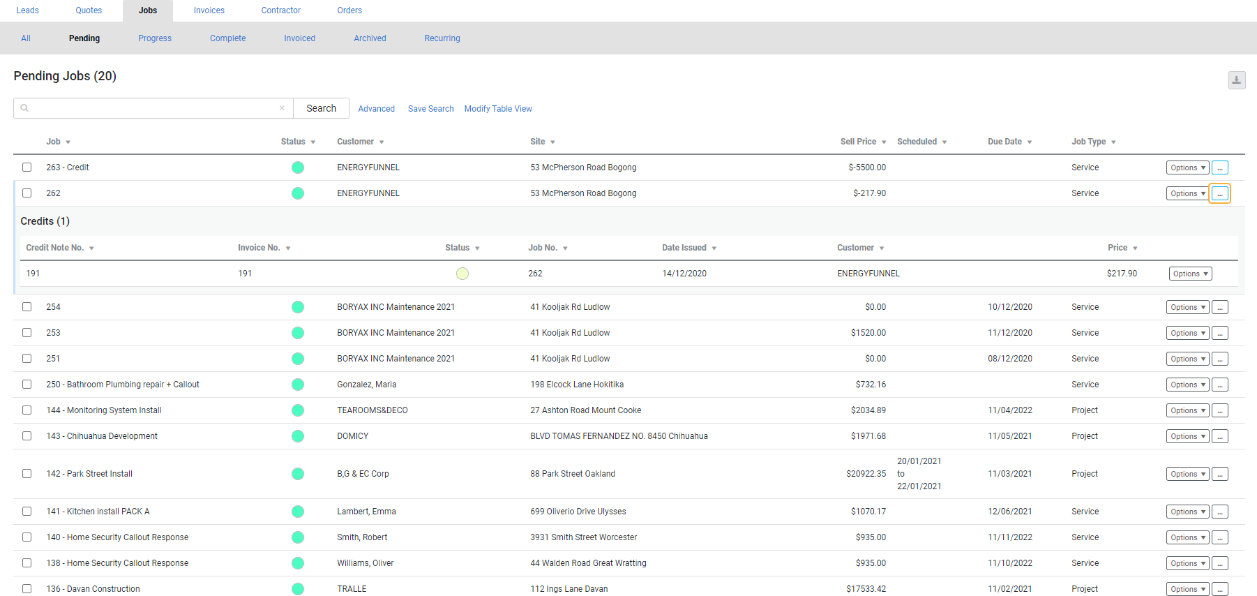 A screenshot of the related data entries listed under a data entry.