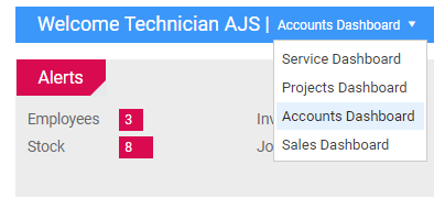 A screenshot of the available dashboard views.