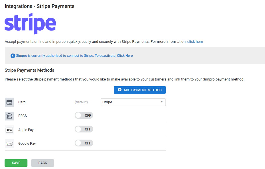 A screenshot of stripe payments.