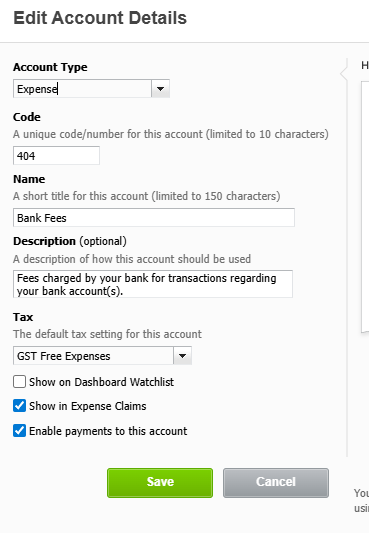 A screenshot of a mapped Xero account.