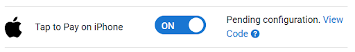 A screenshot of the Tap to Pay on iPhone toggle.