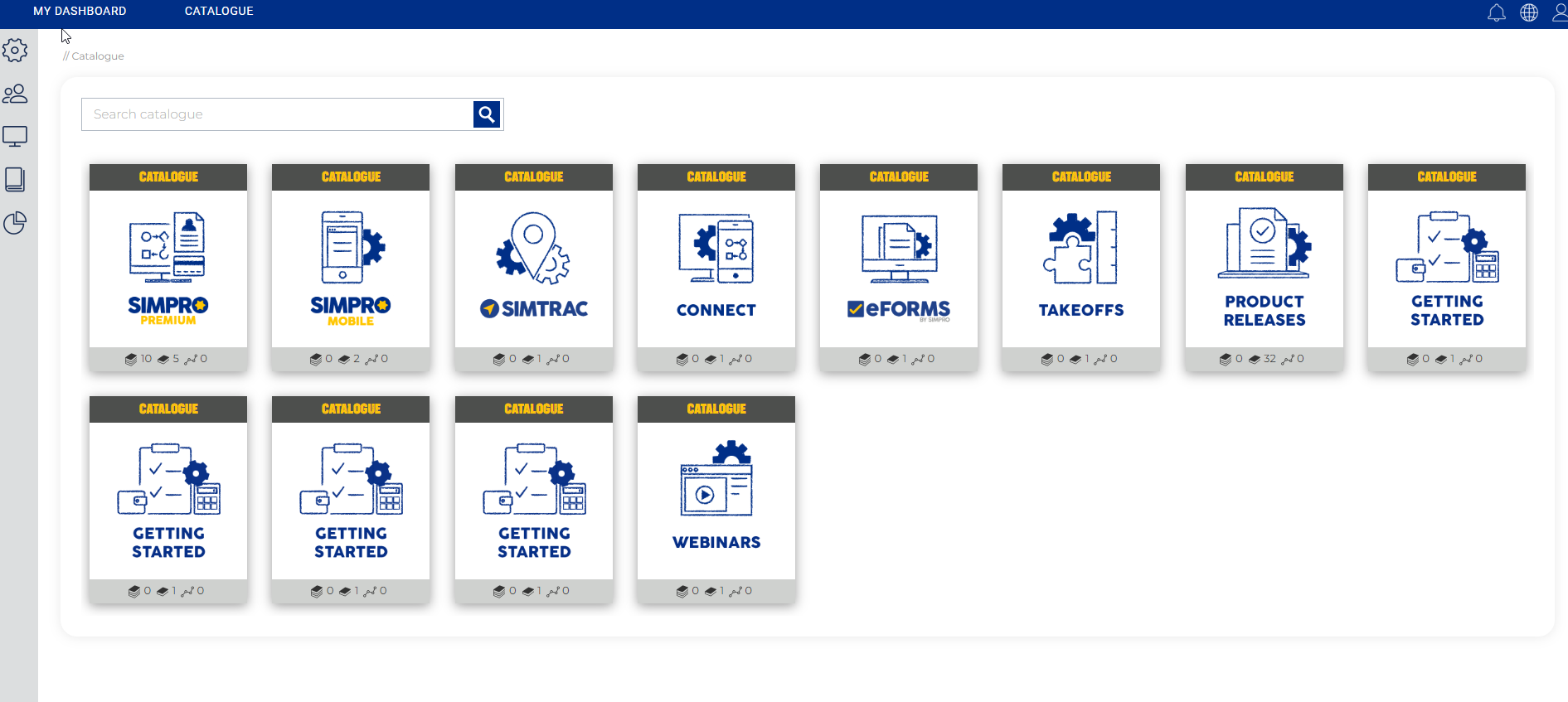 A screenshot of the Catalogue.
