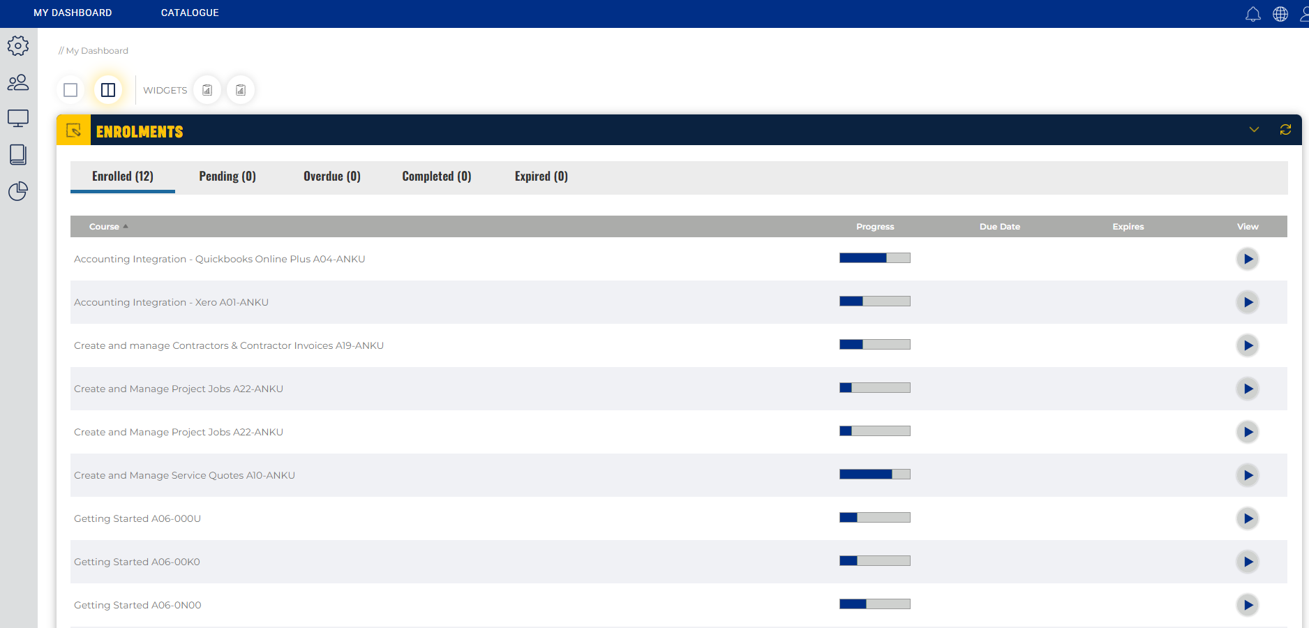 A screenshot of the Catalogue.