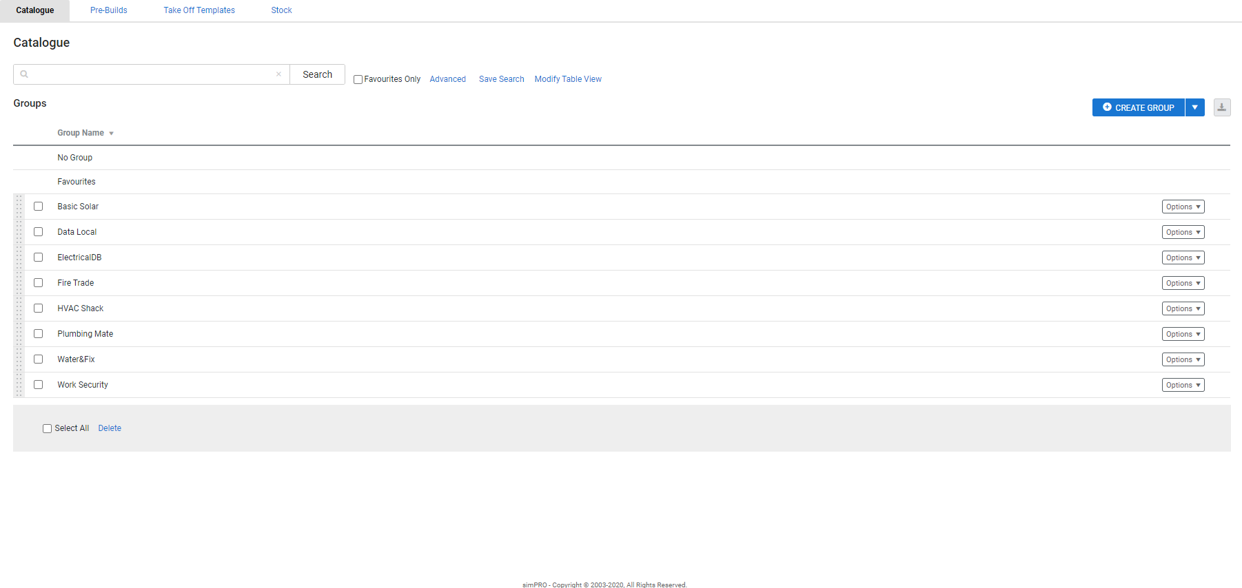 A screenshot of the Create Group button.