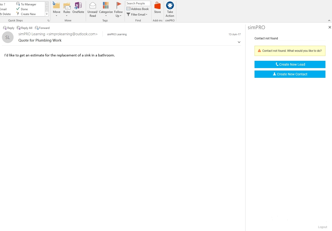 A screenshot of an email from a potential customer.