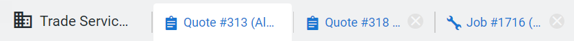 A screenshot of the Open Work tabs.
