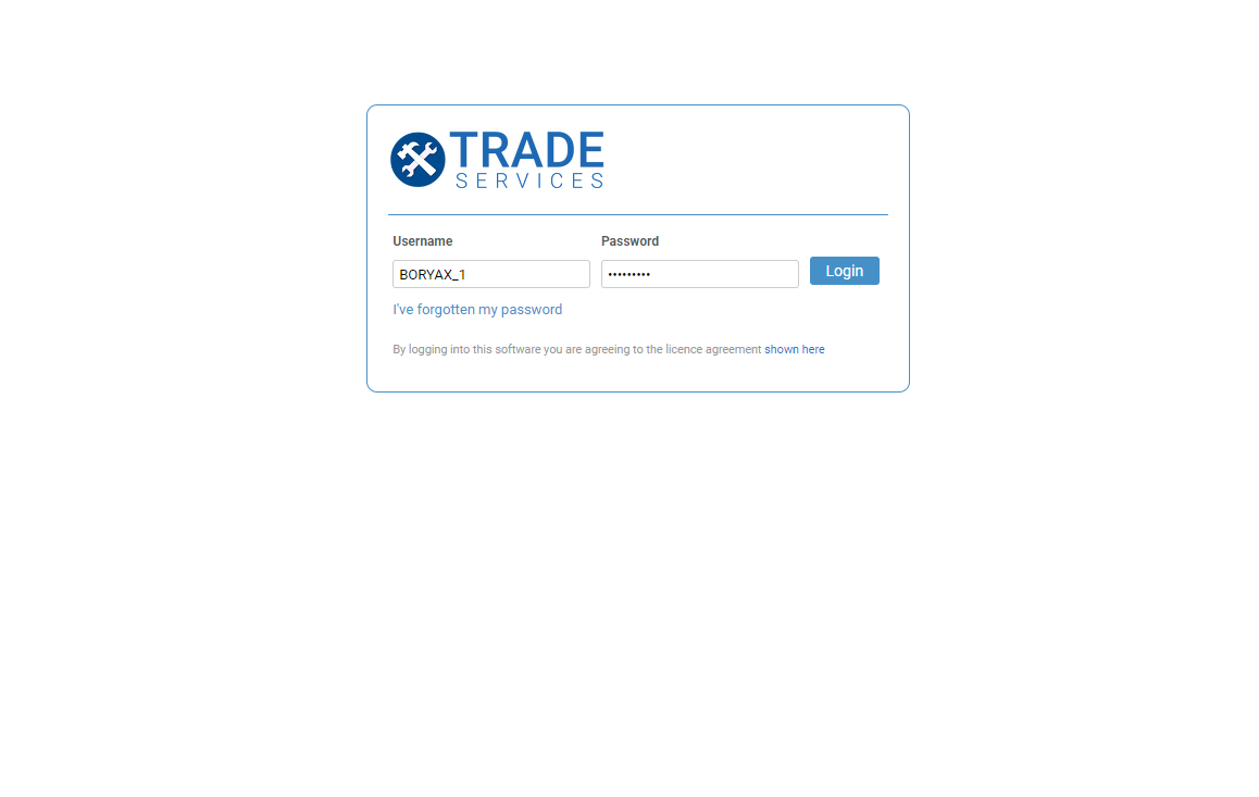 A screenshot of the login page for the customer portal.