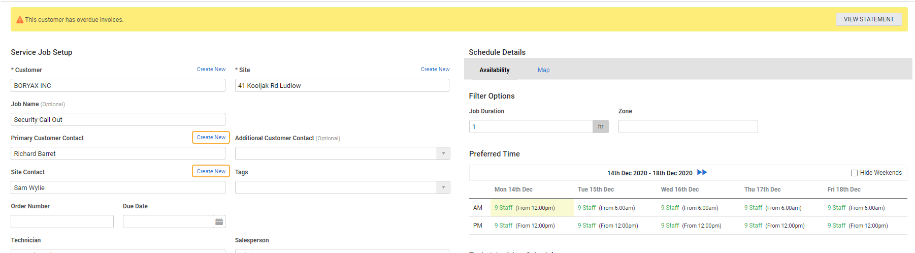 A screenshot of a newly created contact.