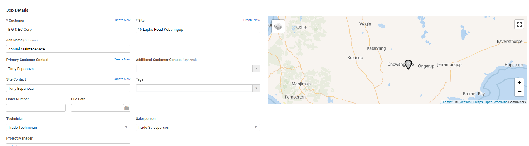 A screenshot of the Setup page in a project job.