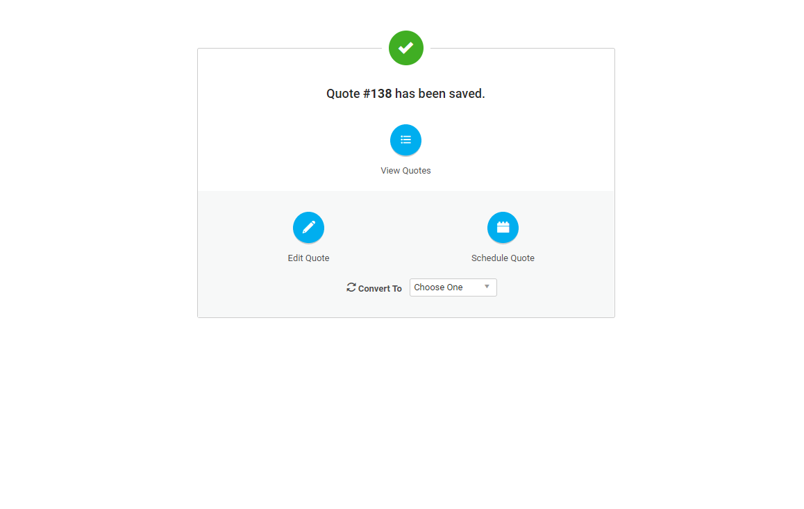 A screenshot of the Quote Submitted pop-up.