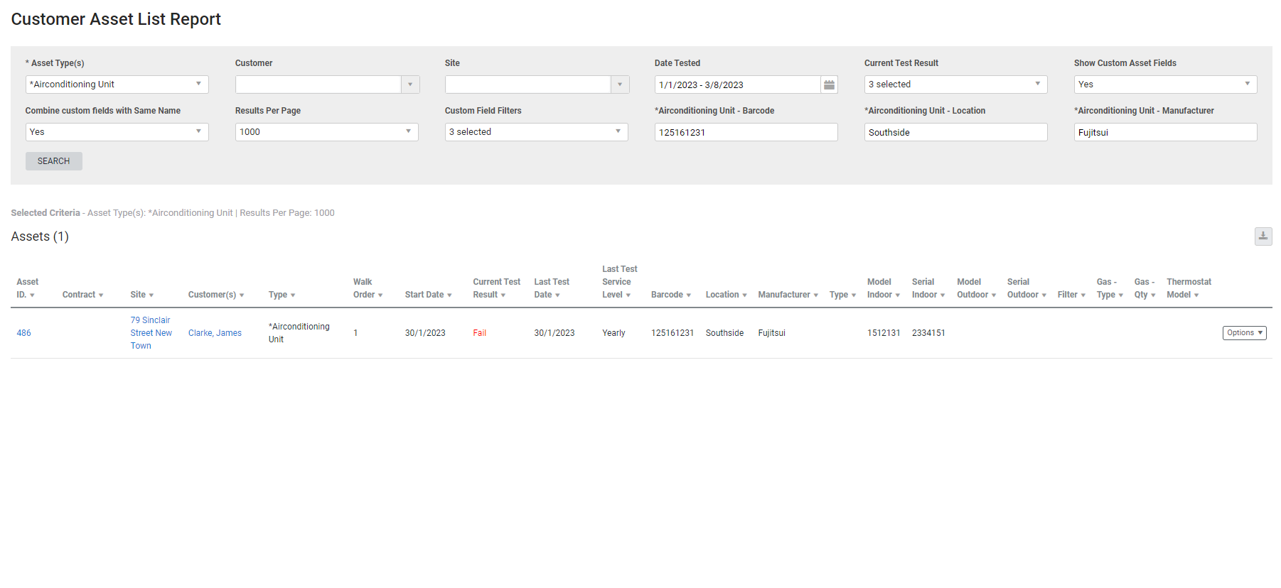A screenshot of the Asset List report.
