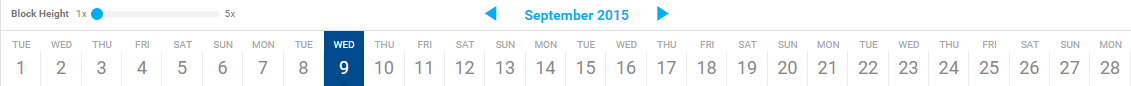 A screenshot of the dates in Day View.