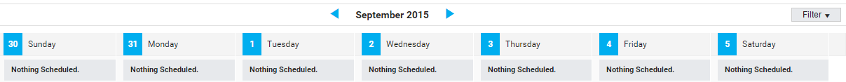 A screenshot of the dates in Month View.