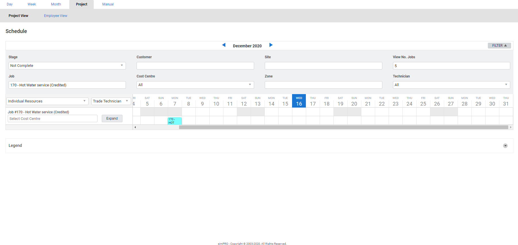 A screenshot of the Project View tab.