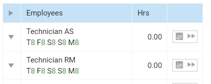 A screenshot of employee availability in the Schedule tab.