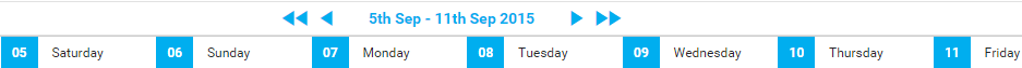 A screenshot of the dates in Week View.