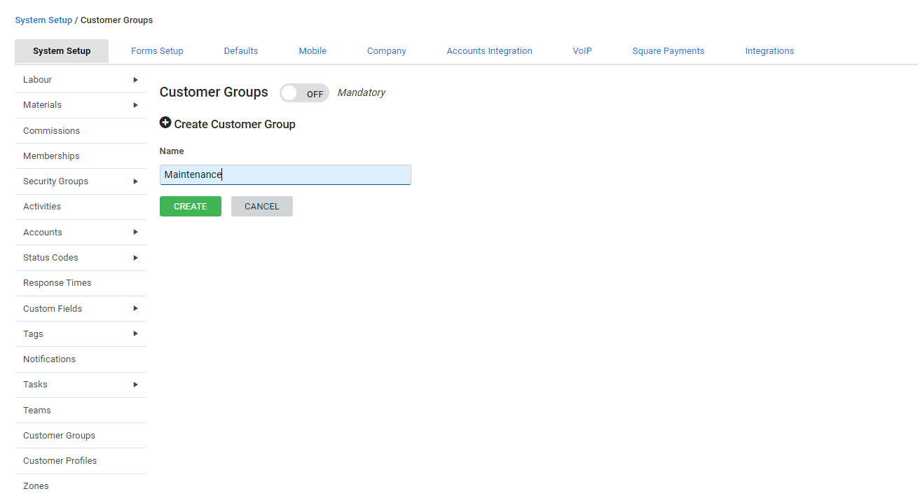 A screenshot of a customer group being created.