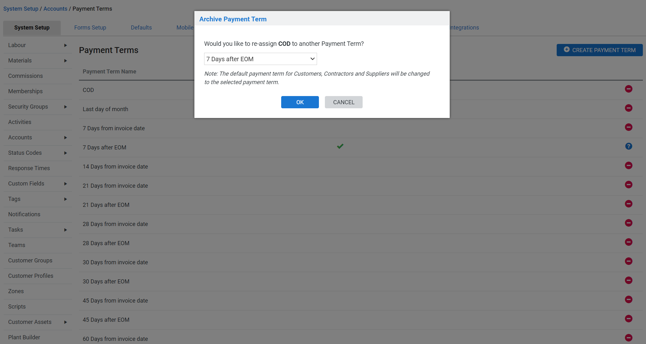 A screenshot of the Business Group drop-down in a security group.