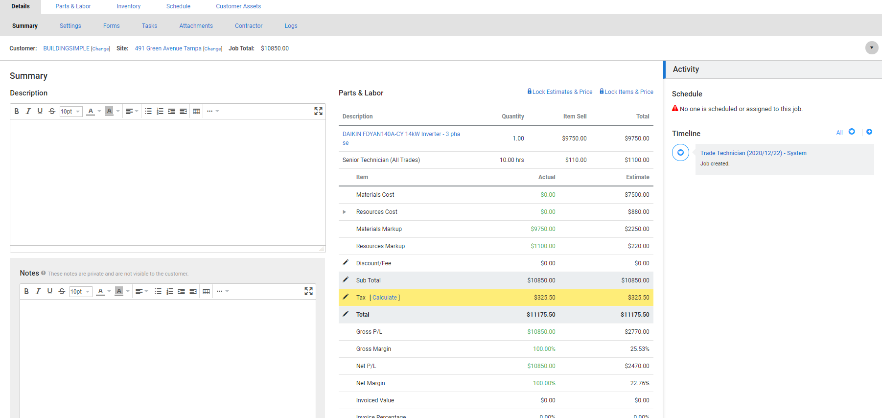 A screenshot of the Calculate option in the Breakdown table.
