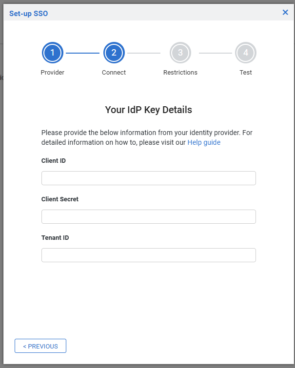 A screenshot of the IdP details step in Microsoft Entra setup