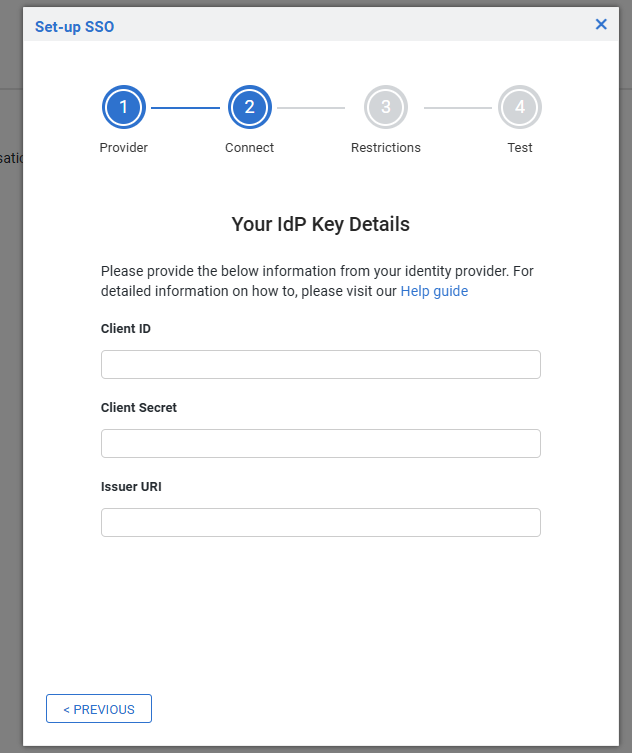 A screenshot of the IdP details step in Okta setup