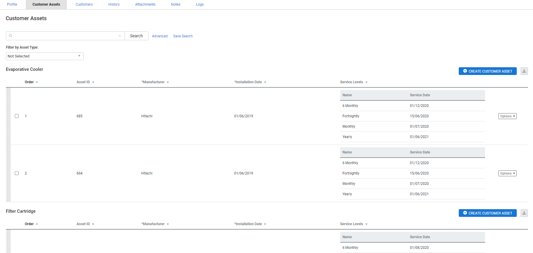 A screenshot of the Create Job option on an asset in a site.