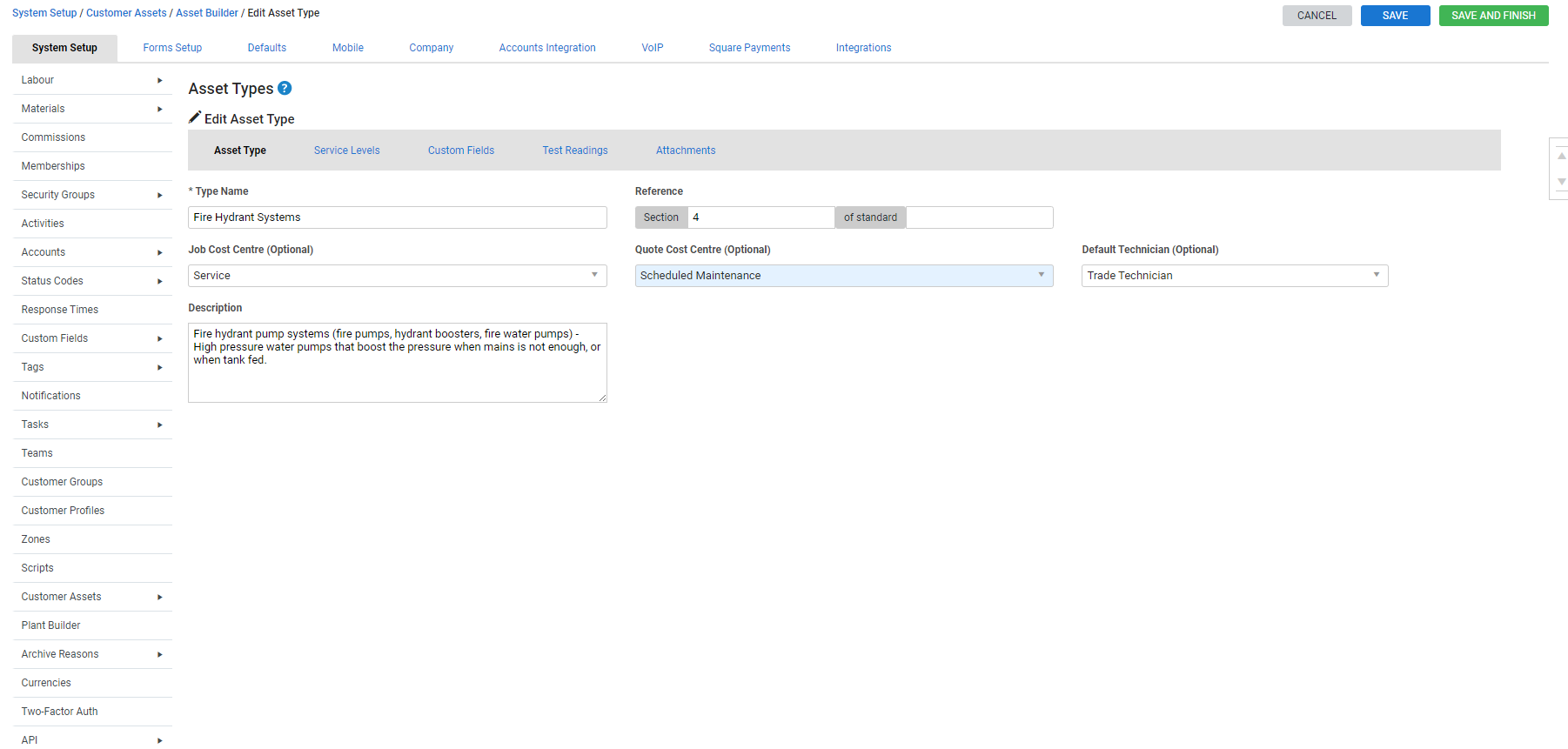 A screenshot of the Create Asset Type page.
