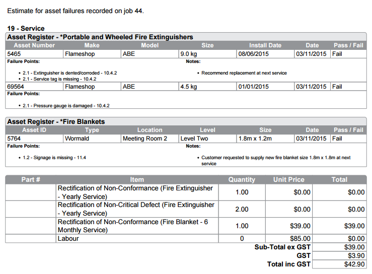 A screenshot of the Quote - Defect Rectification form.