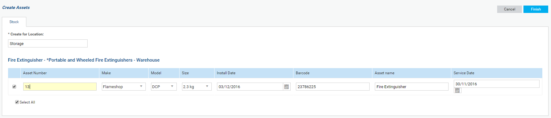 A screenshot of an asset being created from a receipt.