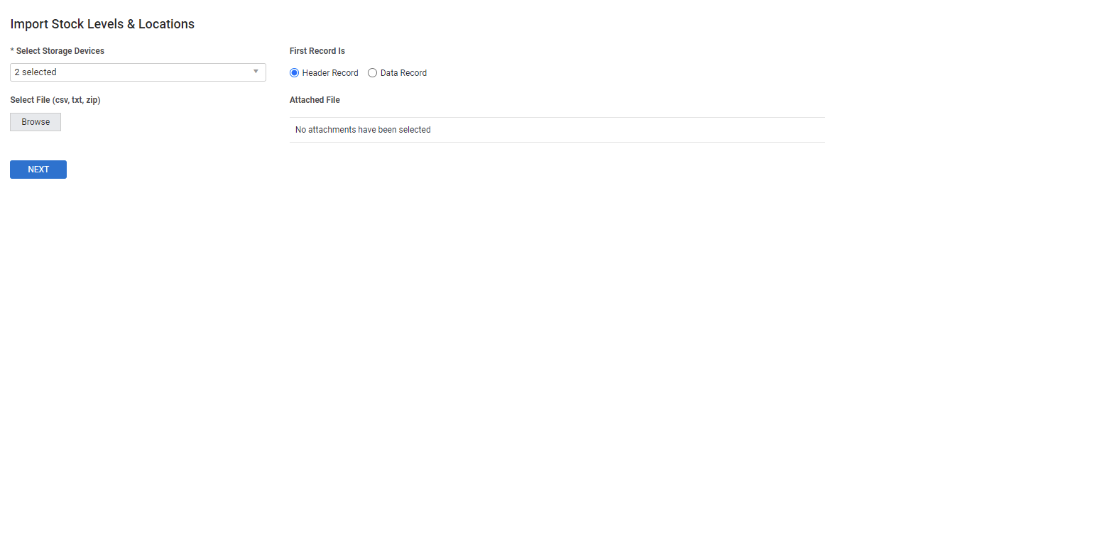A screenshot of the Plant & Equipment Import Settings.