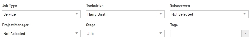 A screenshot of the Technician drop-down in a job.