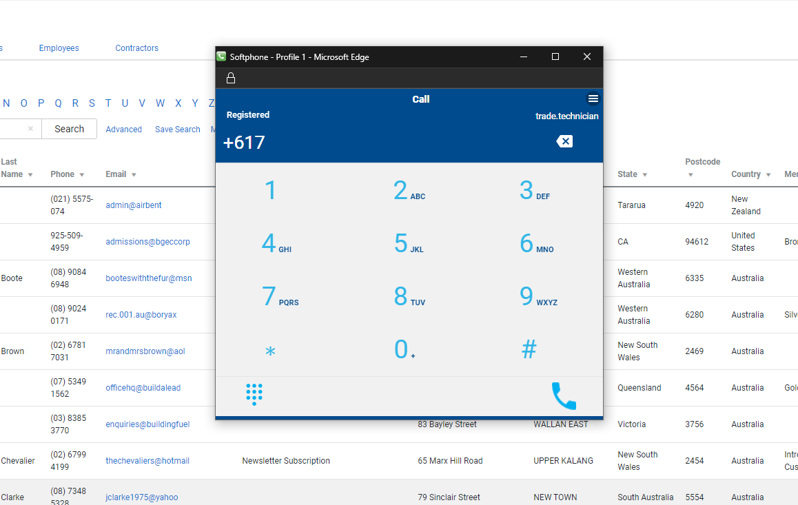 A screenshot of the softphone.
