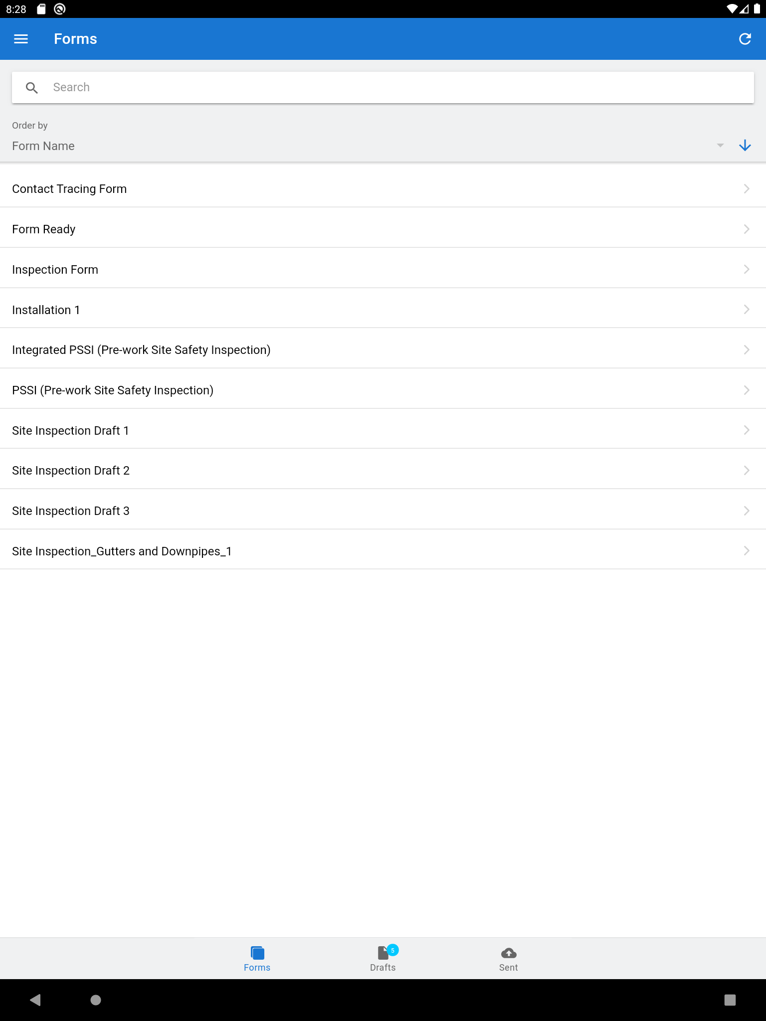 A screenshot of the search function.