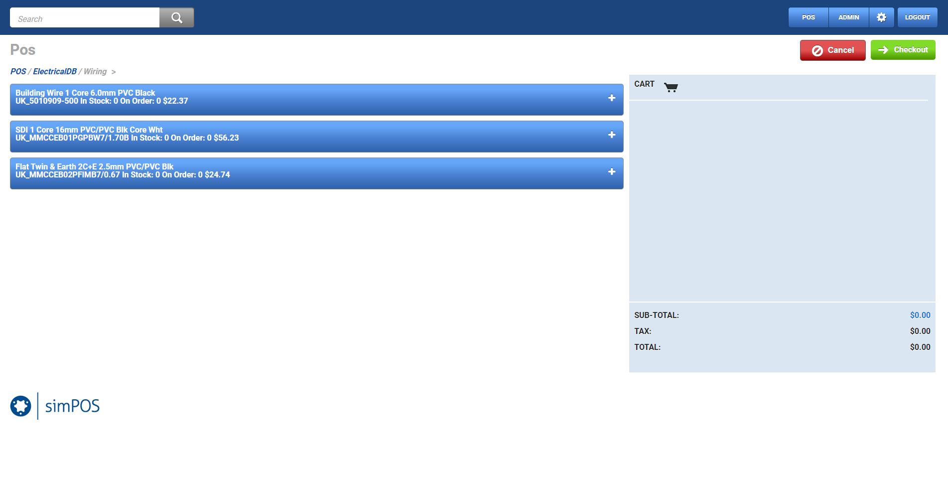A screenshot of the Item Groups page in settings.