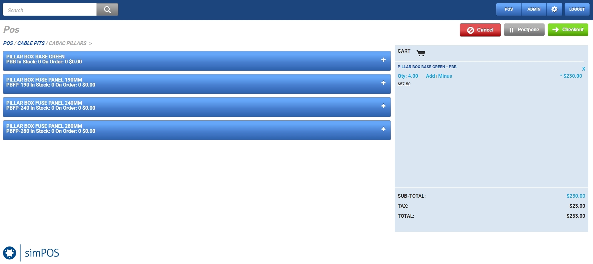 A screenshot of items added to the cart.