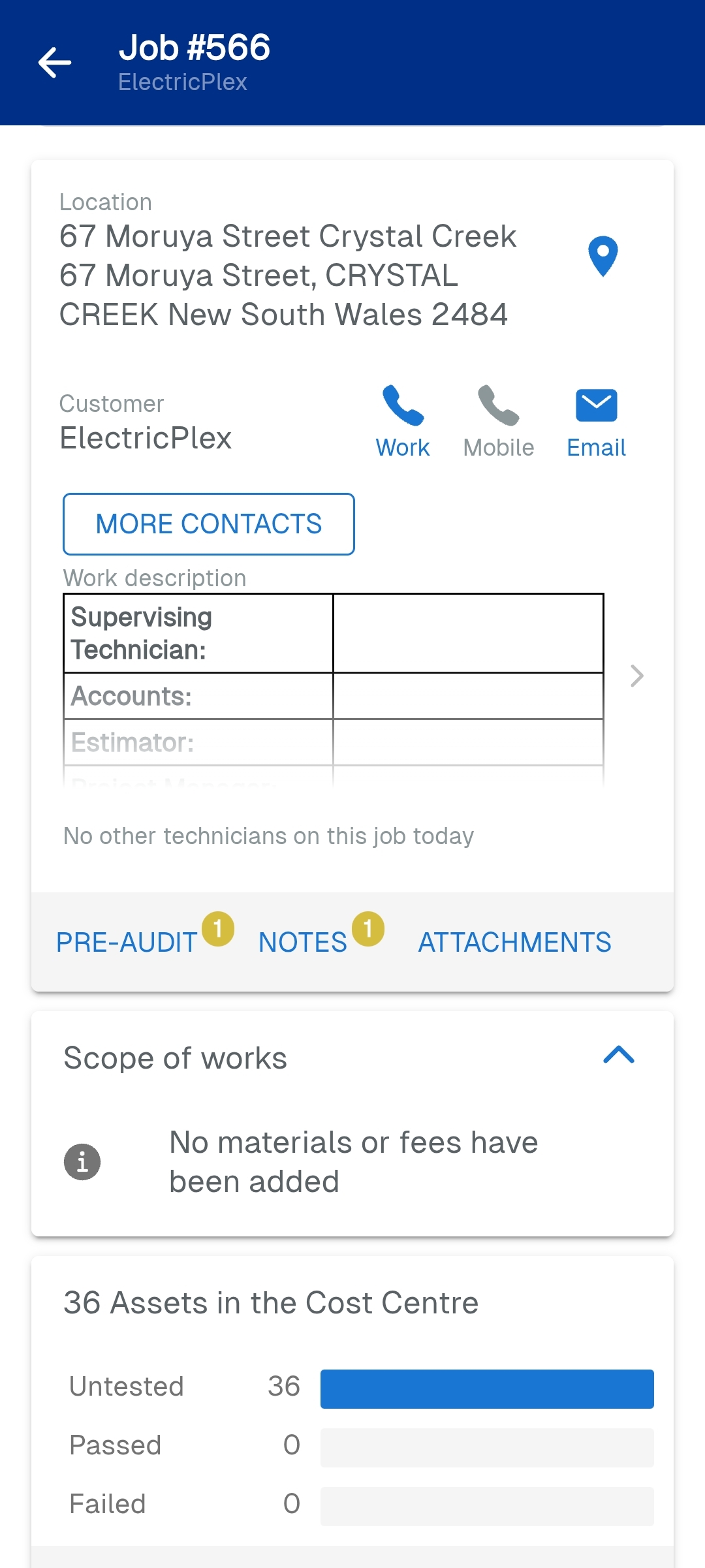 A screenshot of formatted text in Simpro Mobile.