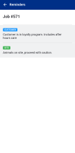 A screenshot of reminders in Simpro Mobile.