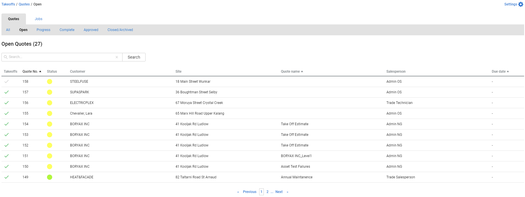 A screenshot of Relations in Simpro Premium IoT.