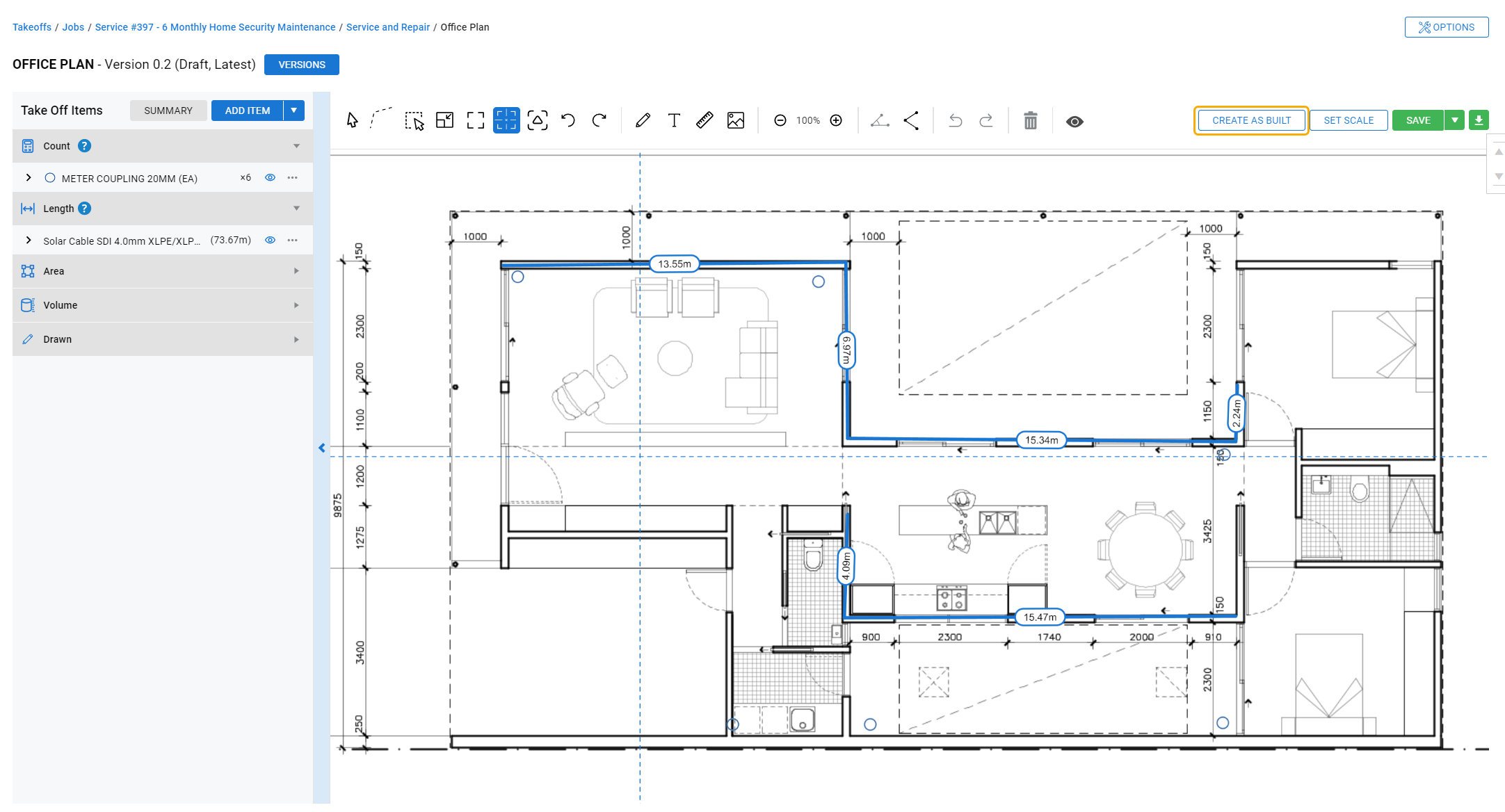 A screenshot of the Create As Built button.