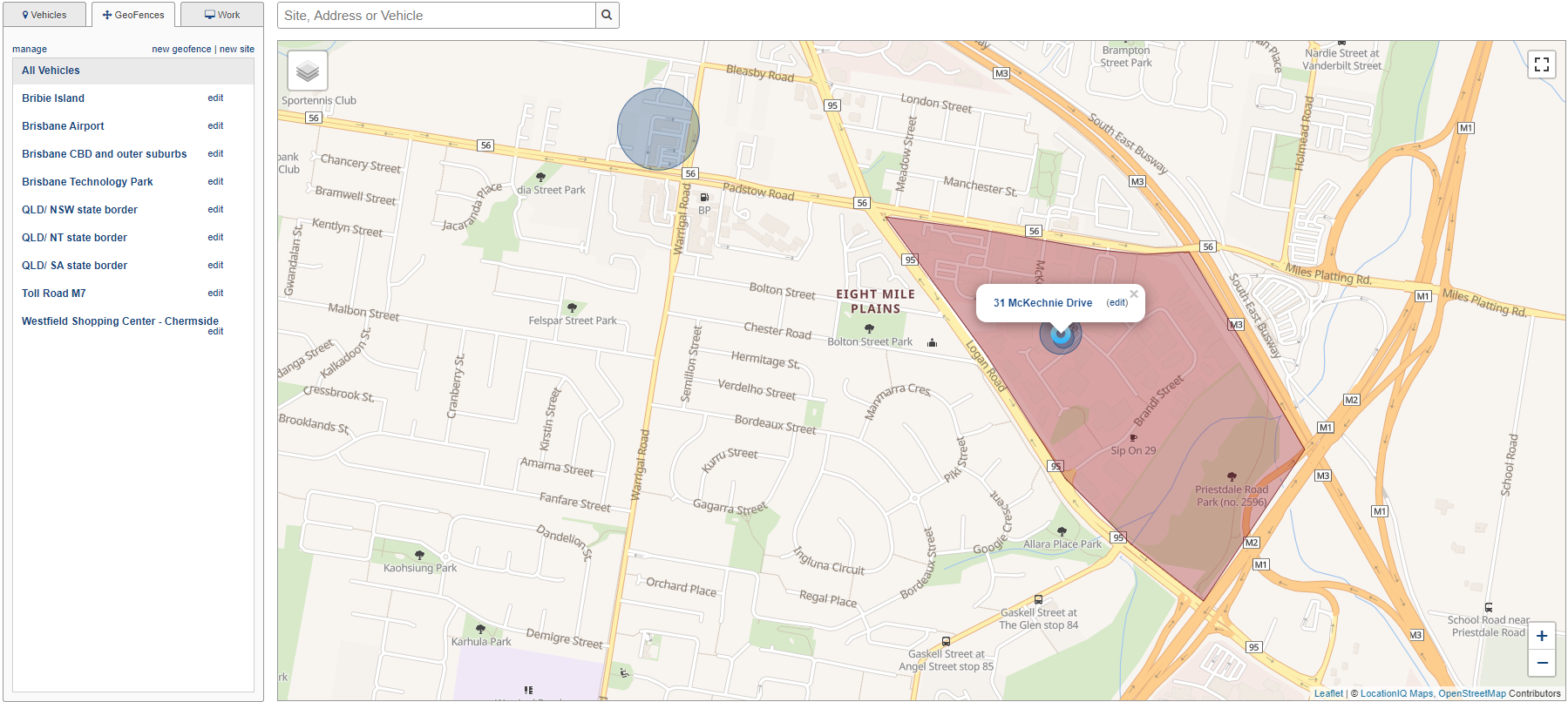 A screenshot of a site on the map.