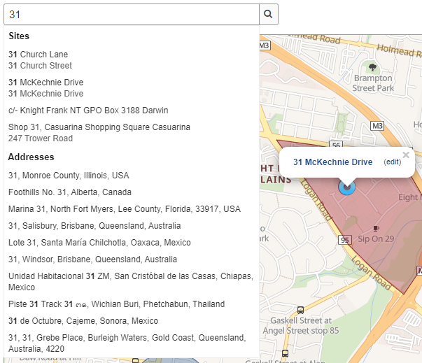 A screenshot of the Geofences tab in the Map tab.
