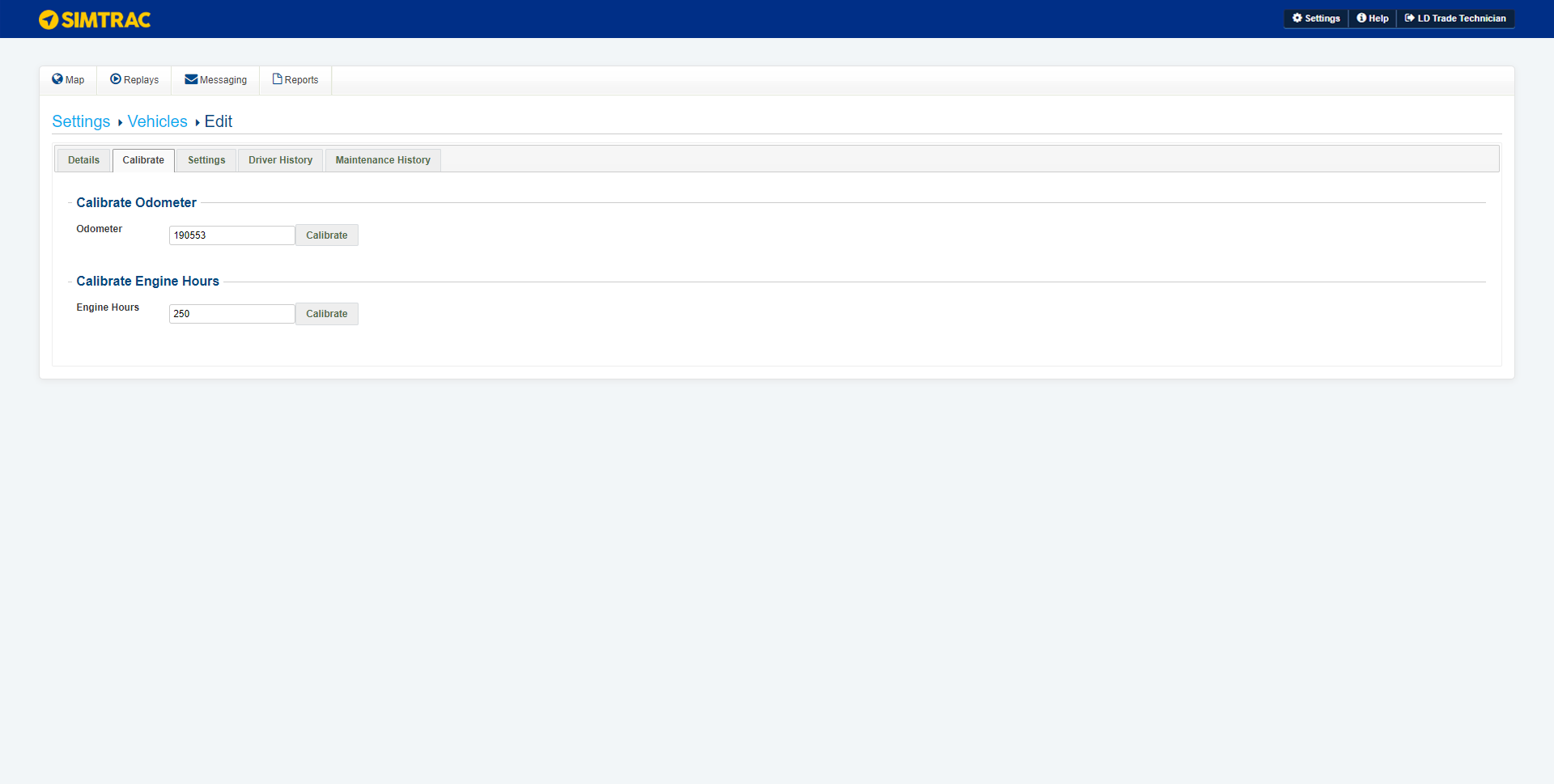 A screenshot of the calibrate option.