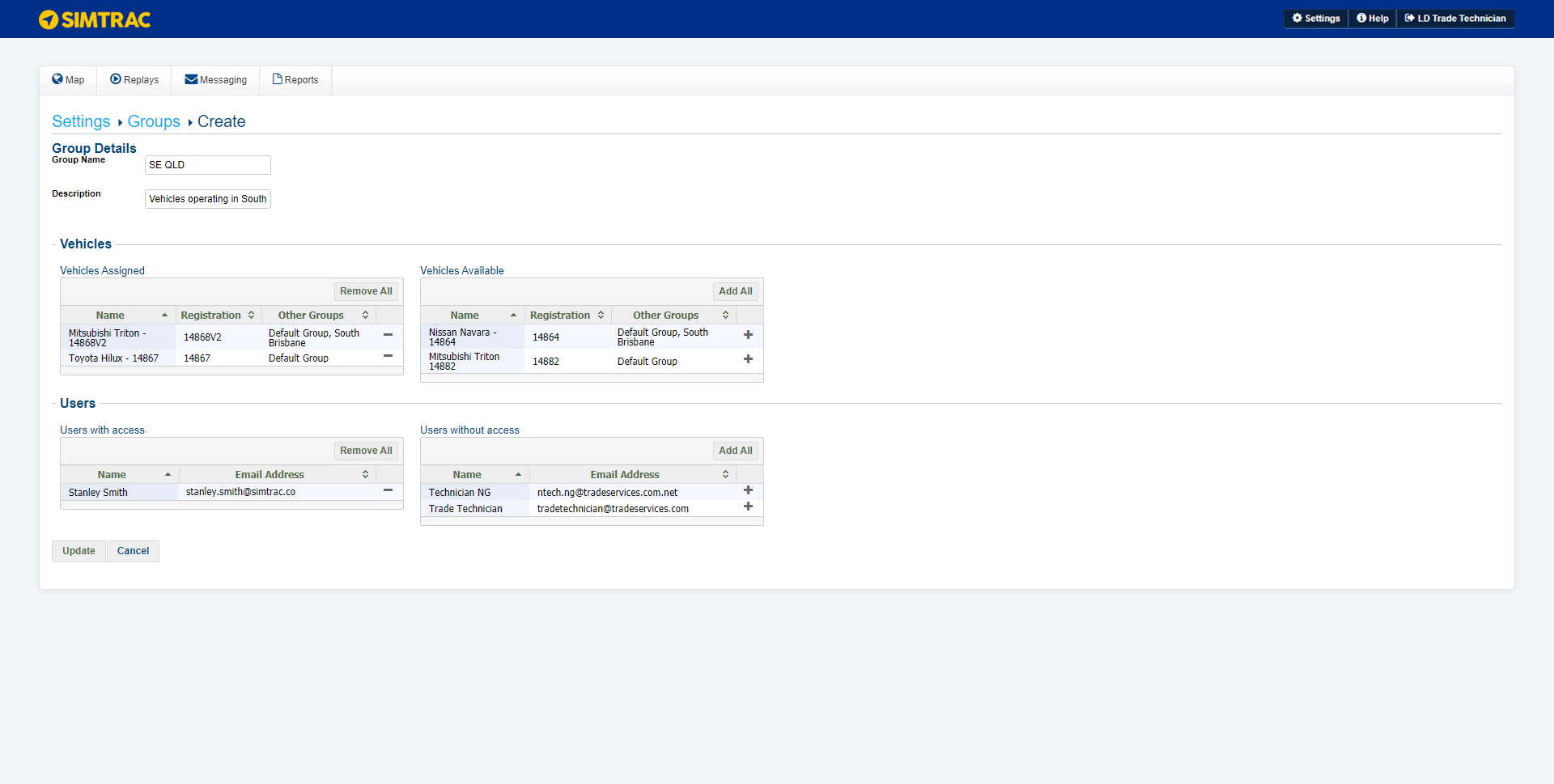 A screenshot of a group being created.